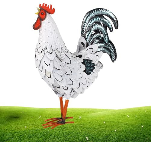 Metal Chicken Sculpture Rooster Garden Statues Yard Art