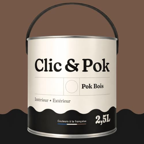 POK BOIS Peinture Bois Extérieur Intérieur – Satinée, Résistante Intempéries UV, Multisupport - 2,5L - RAL 8025 Brun pâle