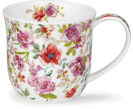 Dunoon Cumbrae Belles Fleurs Tasse en porcelaine anglaise avec détails or 22 carats Rouge 0,45 l