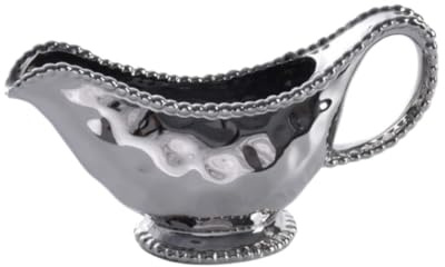 Ceramic Gravy Boat for Steak Sauce & Milk European Design Gravy Jug Elegant Silver Gravy Boat for Family Dining Perfect for Sauces & Gravies