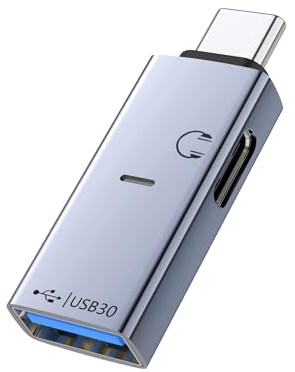 Liaoan Adattatore USB C a USB 3.0 OTG 2 in 1 con spia luminosa, supporta la riproduzione audio delle cuffie e la trasmissione dei dati, può funzionare in modo sincrono, adatto per USB mobile, mouse