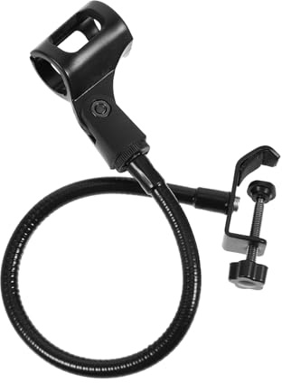 Microphone Stand Adjustable Clip-on Bracket Black for Radio TV | Iron Spray Paint Finish, Hands-free Use with Wide Microphone Compatibility, Mic Stand Arm