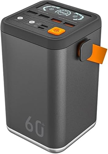 Powerbank, 60 000 Mah externt batteri med stor kapacitet, utomhusmobil, bärbar 36 W energilagring, snabbladdande mobil powerbank, grå