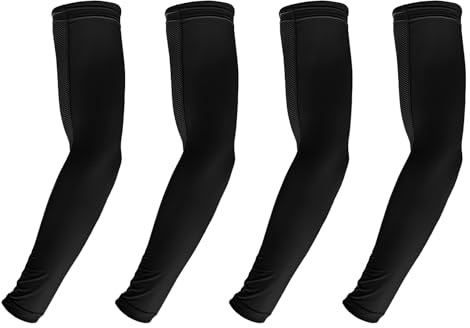 LEMLIN 2 Pares Mangas Protección Solar UPF 50+ para Hombre/Mujer - Manguitos Deportivos con Compresión, Transpirables, Antideslizantes, No Descoloran, Anti-Pilling, Secado Rápido, Negro