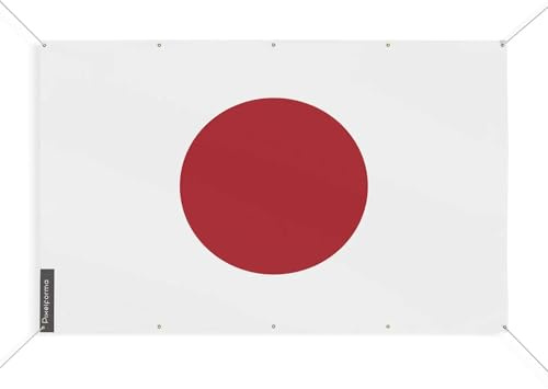 Bandiera Giappone con 10 occhielli in diverse misure, 140 x 210 cm