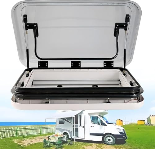 RV Roof Window Skylight with LED Light - Large Roof Vent Kit for Caravan and Motorhome, Ideal for Camper Roof Top Ventilation