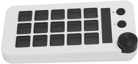 FAUOSWUK 15 Macro Keys Studio Controller, Macro Keypad Stream Controller Deck Gaming Streaming Shortcut Keyboard for Travel Home (White)