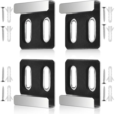 ATTEEFI 4 Pezzi Reggi Specchio, Doppi Fori Ganci per Specchio a Muro, Argento Supporto Specchios, Robusto e Durevole, per Specchi di Spessore 4-6 mm