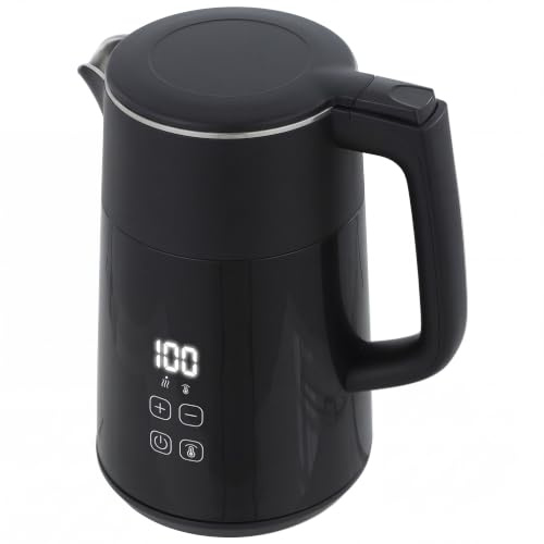 HOMCOM Electric Kettle 1.7L Fast Boil 3000W UK Strix Thermostat, Black | Water Kettle, LED Display, Keep Warm Function, Auto Shut-off, Boil-Dry Protection