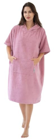 DENSHAUS Badeponcho Damen Herren aus 100% Baumwolle – Surf Poncho mit Kapuze & Tasche, OEKO-TEX Standard 100, weich & saugfähig – Strandponcho Handtuch für Sauna, Pool & Surfen