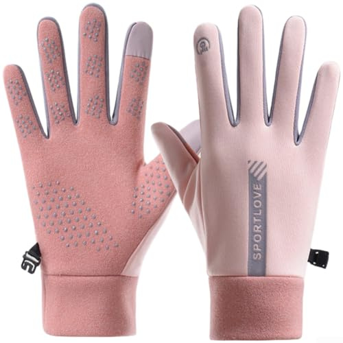 Springwillfly Guanti termici antivento impermeabili con touch screen punta delle dita per attività all'aperto per ciclismo, sci, corsa, stile coppia, foderati in pile (A)
