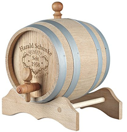 polar-effekt 5 Liter Holzfass Personalisiert mit Namens-Gravur - schöne Geschenk-Idee zum Geburtstag - Eichen-Fass für Whisky oder Wein - Motiv Quality Whisky