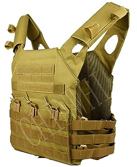 QHIU Taktische Weste Plate Carrier Camouflage Molle Schutz Multifunktions Kampf Militär verstellbares Vest für Airsoft Paintball CS SWAT Wargame Jagd Outdoor Sport
