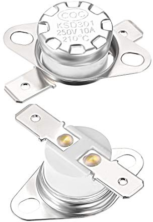 sourcing map 2Stk Temperaturschalter Thermostat Normalerweise offen 210°C | 10A, N.C, 6,3mm Pin