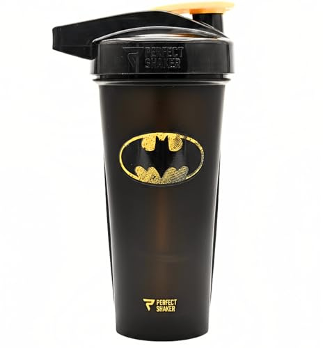 PerfectShaker ACTIV DC Comics & Justice League Series | Leak-Proof, BPA-Free, Shatter-Resistant | ActionRod Mixing Technology for Smooth Blends | Gym, Fitness & Sports Shaker - 28oz (Batman)