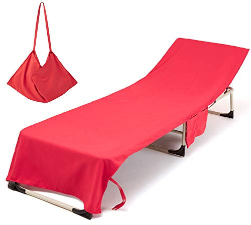 Ezoon Portable Beach Towels Beach Chair Cover Microfiber Swim Sunbathing Sports Towel,Ultra-absorbent Sun Bed with Side Pocket,Holiday Sun lounger Mat