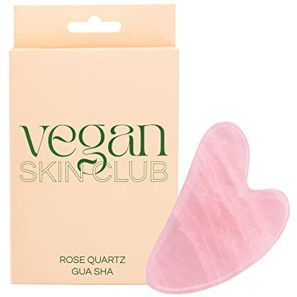 Vegan Skin Club Gua Sha Rosenquarz | Natürliche Hautpflege, Massagegerät für Frauen | Gua Sha Stein mit Anti-Ageing-Wirkung, Guasha