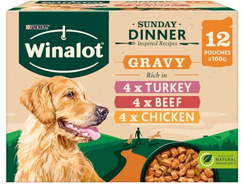 WINALOT Meaty Chunks Senior Mixed in Gravy Wet Dog Food 12x100g