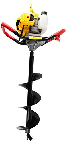 TKSE Gartenschneckenbohrer Post Hole Digger, Pflanzschnecke, 49CC Post Hole Digger Zaun Pflanzenerde Graben Powerhead mit 100/150/200mm Grabschnecken-Bit-Kit Erdbohrer Benzin