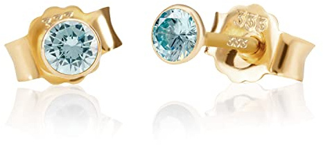 NKlaus Ohrstecker 333er Gelbgold 8 Karat Zirkonia 3,0mm für Damen, 2 Stück | Butterfly-Verschluss
