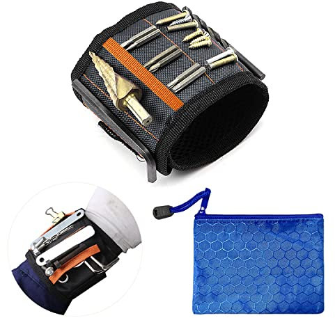 Magnetarmband mit Aufbewahrungstasche, DIY Tools Gürtelhalteschrauben Gadgets für Männergeschenke, Magnetarmband mit 15 leistungsstarken Magneten Geschenk für Männer