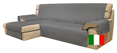 Moonange - 2-Sitzer Sofabezug mit Halbinsel - Sitzfläche 200 cm - Wasserfester Sofabezug - Ecksofabezug - Slip - Fleck - Reversibel - Kratzer - Frost - Dunkelgrau