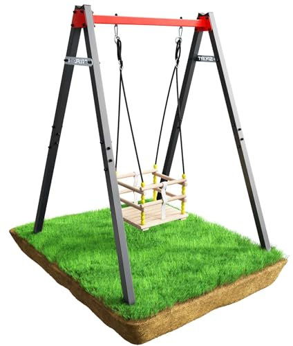 K-Sport: Schaukelgestell mit Gitterschaukel I Gestell bis 150kg belastbar I stabil u. sicher I Outdoor Schaukel I Kinderschaukel für den Garten I Wetterfestes Gerüst I inkl. Bodenkanker I Made in EU