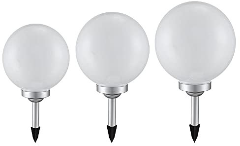 etc-shop Solarkugel für Außen Solarleuchte Kugel Garten Kugelleuchte Solar LED Gartendeko, mit Erdspieß Leuchtdauer ca. 6-8 Stunden, 15 cm 20 cm 25 cm, 3er Set