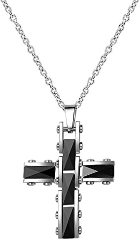 Cupimatch Halskette Herren Edelstahl Kreuz Anhänger, Keltischer Knoten Kreuz Schlüsselkreuz Anhänger Damen Halskette Halsband Männer Halsschmuck Geschenke für Männer Frauen