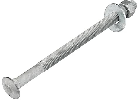 1/2 x 8 (25 Pack) Galvanized Carriage Bolt Kit Grade 307A Includes 1/2 USS Flat Washers (25 pcs) and 1/2-13 Hex Nuts (25 pcs), Hot Dip Galvanized for Exterior Use by Makers Bolt