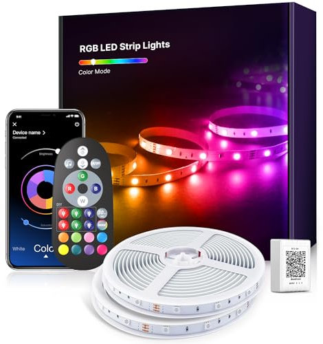 20m RGB Music Sync Color Changing LED Strip Lights with Smart App Control Remote, Flexible Home Decoration for Bedroom Room Lighting