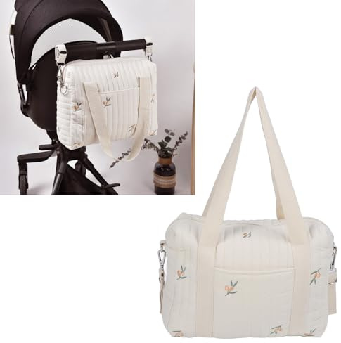 Hapivida Sac de Rangement pour Poussette de Bébé, Sac de Rangement de Grande Capacité, Organisateur de Buggys, Fourre-Tout de Voyage avec 2 Sangles de Poussette pour Changer Les Couches(Olive)