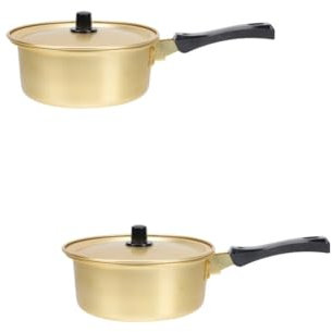 HEMOTON 2 Pièces Pot De Ramen Coréen Casserole Yukihira Casserole Chauffe-lait Cocotte Pot Chaud De Ramen Instantané Traditionnel Coréen Pates Aluminium Métal Bol De Flocons D'avoine