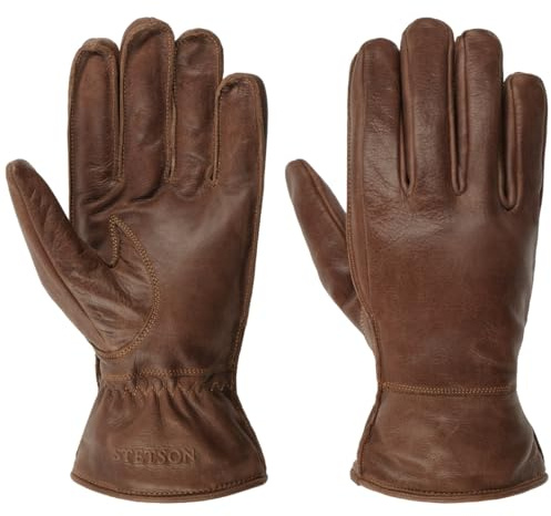 Stetson Cowskin Lederhandschuhe Einfarbig Elegante Fingerhandschuhe Rindsleder Robust Stilvoll Damen Herren Herbst Winter
