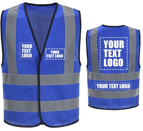 AYKRM Anpassungslogo Hi-Viz-Weste Blaue Reflektierende Hochsichtbare Executive-Weste L