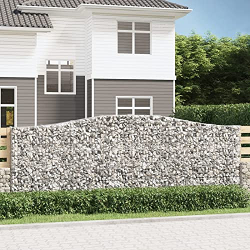 Chaduof Gabionen mit Hochbogen 2 STK Gabionenkörbe, Gabionen Hochbeet, Steinkorb, Gabionengitter, Kräuterspirale Für Garten, Drahtkorb Für Pflanzen, 400x30x140/160cm Verzinktes Eisen