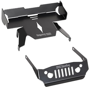 KYX Racing Aluminum Car Body Wing Spoiler Front Grille Face Guard Set Upgrades Accessories for 1/18 RC Crawler Car Axial Capra UTB18