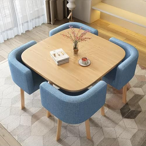 YUGXTH Esstisch mit 4 StüHlen, KüChentisch, Tisch und Stühle Set, Besprechungstisch, Quadrat Konferenztisch, Platzsparender 4-Sitzer-Café-Tisch, für Zuhause, Küche(Color:Cotton-6)