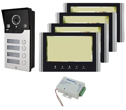 Sonnette visuelle Caméra De Sonnette De Porte Vidéo D'interphone Vidéo D'immeuble D'habitation De 4 Fils De 7 Pouces Avec 2/3/4 Boutons For Le Système De Visiophone De Famille HD Pour la sécurité à do