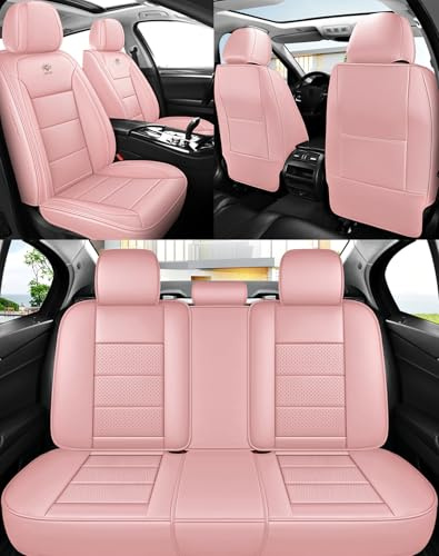 NOBQUA Autositzbezüge Universal Set, Leder Autositzbezug Komplettset, Aus Premium Leder + Einzigartigem Design 5-Sitzer Sitzbezüge (Kompatible Automodelltabelle enthalten)