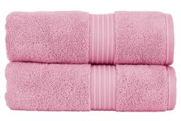 Christy Supreme Hygro - Set di 2 asciugamani, rosa cipria, 100% cotone Supima di lusso, ultra morbidi, super assorbenti, 650 g/m², peluche e di lunga durata