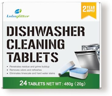 Luluglitter Daily Use Dishwasher Cleaner and Deodorizer Tablets, Heavy Duty Deep Cleaning Pack for Dishwasher Detergent Tablets, Deep Clean Removes Odors Cleans Grease And Grime for All Dishwashers