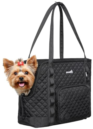 Pecute Trasportino per Cani, Trasportino per Animali Domestici Con Tasche per Cani di Piccola Taglia, Leggero per e Cuccioli, Gita, Viaggio, Veterinario, Nero