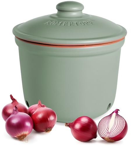 Romertopf Frische-Topf MAXI 2,8 Liter - Zwiebeltopf Keramik - Atmungsaktiver Ton hält Gemüse länger Frisch - Ideale Luftzirkulation - Grün