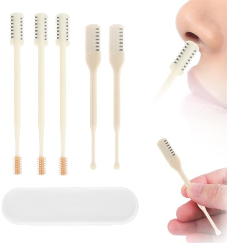 5pcs Tondeuse à Poils de Nez 2 en 1, Double Face et Simple Face Rasoirs à Poils de Nez Rotation à 360 Degrés Coupe-Poils Nasaux Outil d'Épilation des Narines pour Femmes Hommes (Blanc)