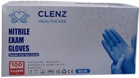 ATP Consumables Blue Nitrile Gloves Large - Industrial Strength, Textured for Enhanced Grip - Heavy Duty Waterproof Latex Free Disposable Rubber Gloves -1 Box