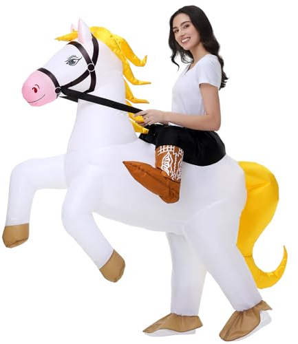 Poptrend Aufblasbare Pferd Kostüme, Aufblaskostüm für Erwachsene, Männer und Frauen, Halloween-Kostüme, Reitkostüm, aufblasbares Kostüm für Kinder, Cosplay-Party
