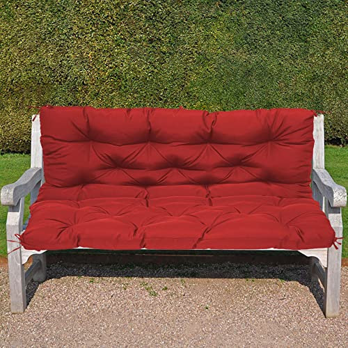 Wasserdichtes Sitzkissen für Gartenbank mit Rückenlehne, 3-Sitzer, Terrassenstuhl, Auflage für Schaukelstuhl oder Sofa, rote Veranda-Matte mit rutschfesten Bändern, 150 x 100 x 10 cm