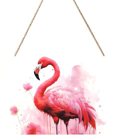 Holzkreise zum Basteln, 20,3 x 30,5 cm, Holzscheiben, Flamingo, Aquarell, Holz-Türhänger, Schild, zum Aufhängen, rechteckige Holzscheiben mit Bindfaden, Holzornament für Schild, Türhänger, Zuhause,