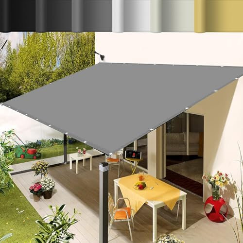 Filet d'ombrage Rideau pour Pergola 3 x 4 m Protection 95% UV Toile Imperméable Fermement Fixé pour Patio Jardin, Terrasse,Extérieur, Gris Clair